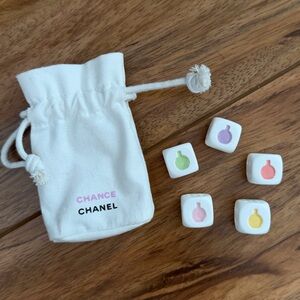 RARE Chanel Cream Drawstring Pouch with Dice